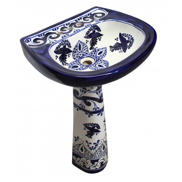 Mexican Talavera Pedestal Sink Paloma